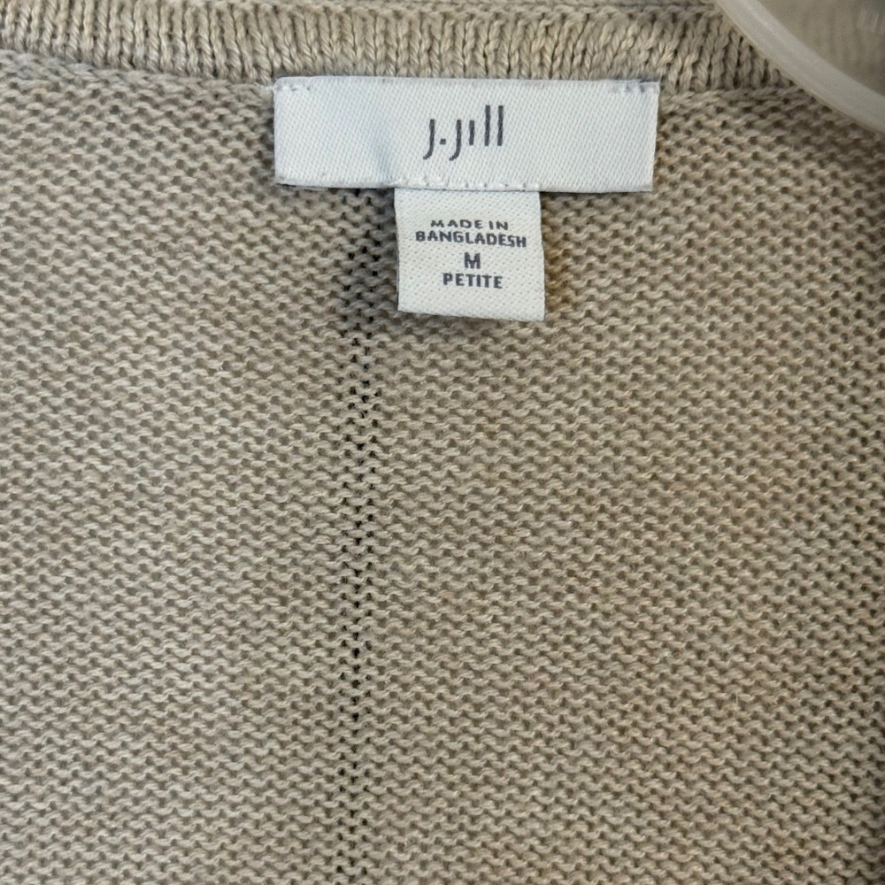 J Jill Beige Cardigan‎ Petite Medium Knit Minimalist Capsule Quiet Luxury - Picture 5 of 6